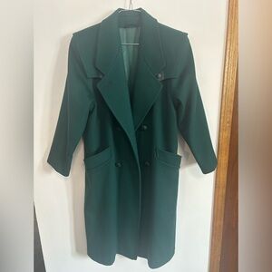 Vintage Wool Forest Green Trench Coat